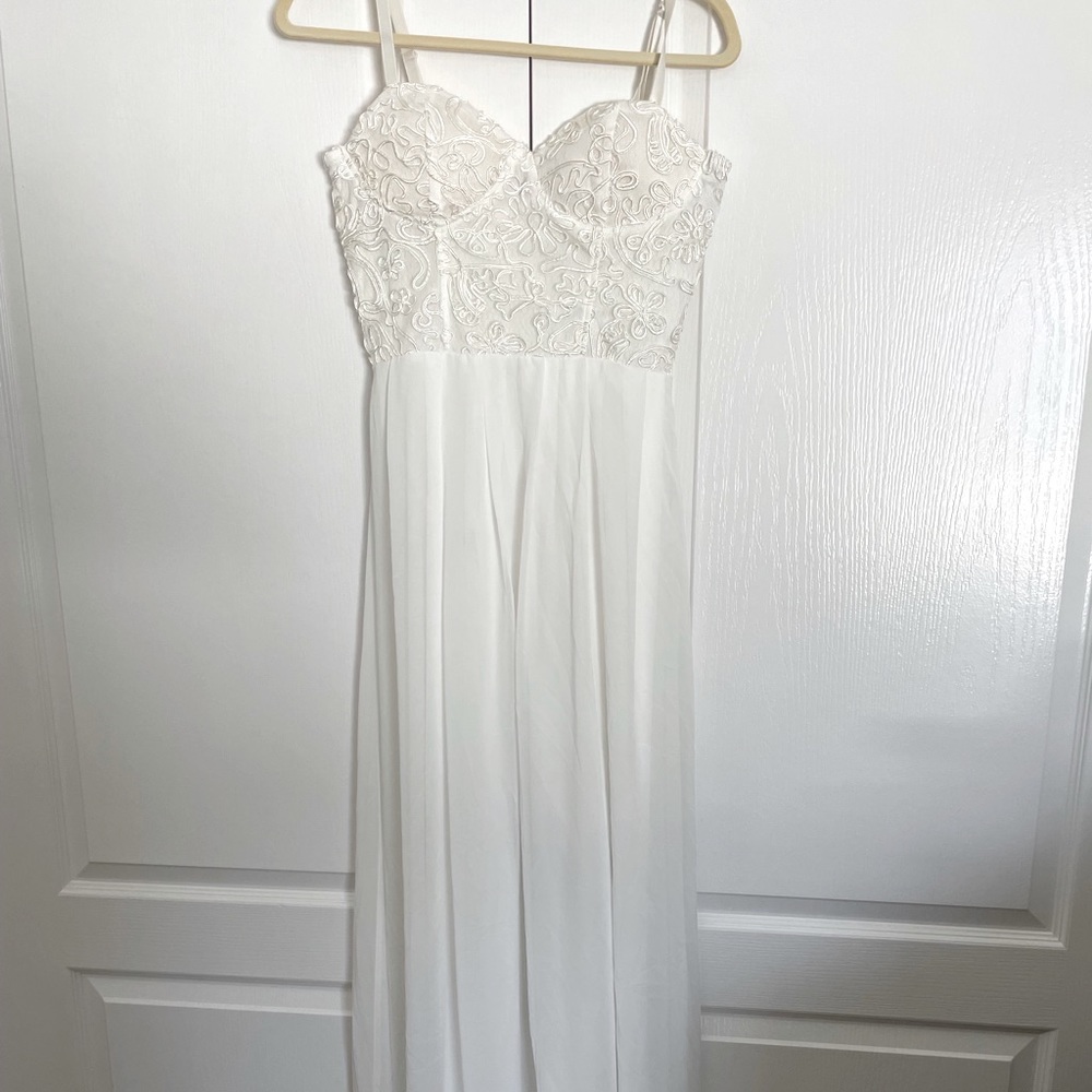 White floor length gown